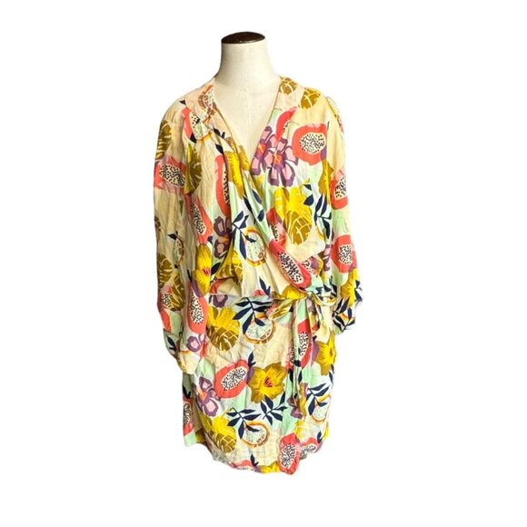 Noonday Collection Other - Noonday Collection Floral Kimono Robe M/L Lightweight 3/4 Sleeves Vibrant Colors